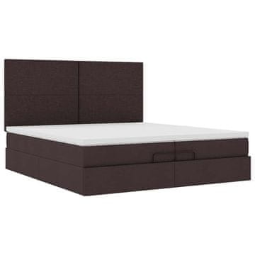 Vidaxl Otomanski posteljni okvir z vzmetnicami rjav 200x200 cm blago