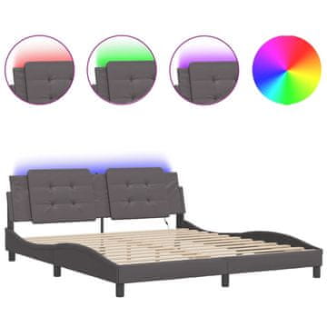 Vidaxl Posteljni okvir z LED brez vzmetnice Zadar siv 180x200 cm