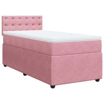 Vidaxl Box spring postelja z vzmetnico roza 90x200 cm žamet