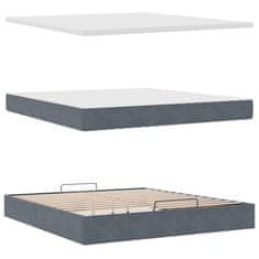 Vidaxl Otomanski posteljni okvir z vzmetnico temno siv 180x200cm žamet