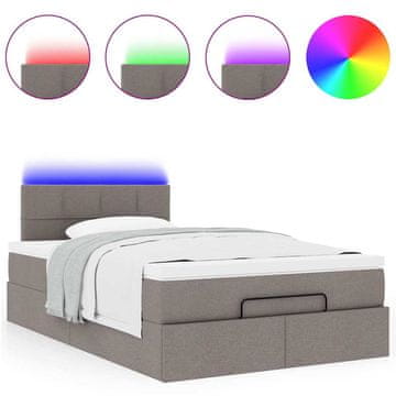 Vidaxl Otomanski posteljni okvir z vzmetnico taupe 120x200 cm blago