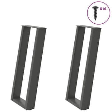 Vidaxl Noge za konzolno mizico v obliki črke U 2 kosa antracitne 38 x (72-73) cm jeklo