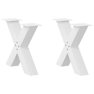 Vidaxl Noge za klubsko mizico v obliki črke X, 2 kosa, bele barve, 50 x (42-43) cm, jeklo