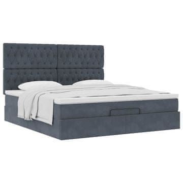 Vidaxl Otomanski posteljni okvir z vzmetnicami siv 180x200cm žamet