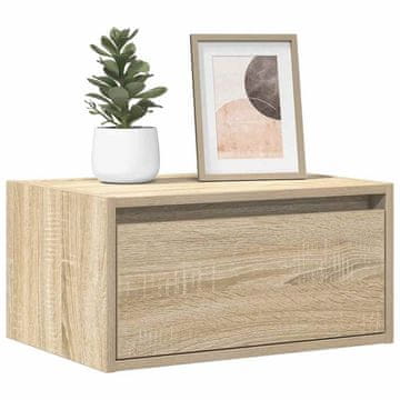 Vidaxl vidaXL Viseča nočna omarica z LED osvetlitvijo, hrast sonoma