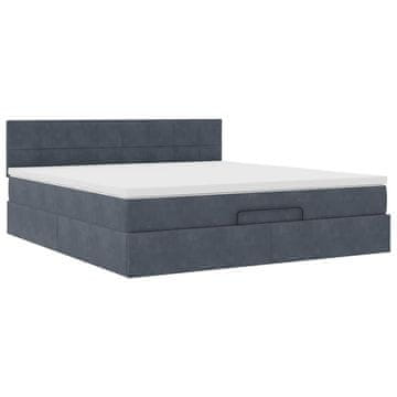 Vidaxl Otomanski posteljni okvir z vzmetnico temno siv 180x200cm žamet
