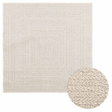 shumee vidaXL Rug "ZIZUR" Cream 120x120 cm Juta videz Notranje in zunanje