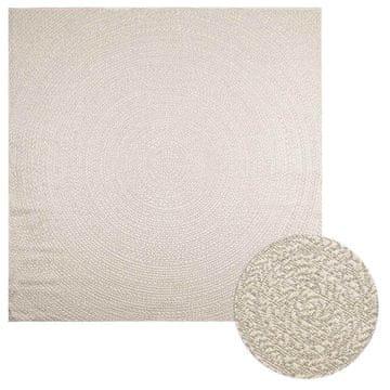 shumee vidaXL Rug "ZIZUR" Cream 240x240 cm Juta videz Notranje in zunanje
