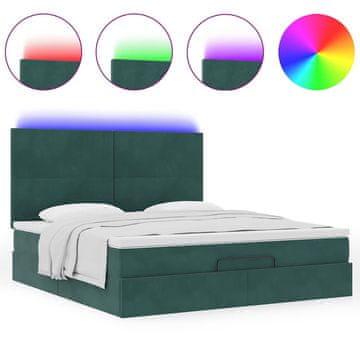 Vidaxl Otomanski posteljni okvir z vzmetnicami zelen 180x200cm žamet
