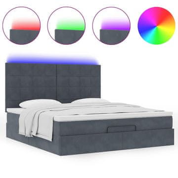 Vidaxl Otomanski posteljni okvir z vzmetnicami siv 180x200cm žamet