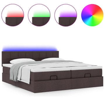 Vidaxl Otomanski posteljni okvir z vzmetnicami rjav 180x200 cm blago