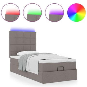 Vidaxl Otomanski posteljni okvir z vzmetnico taupe 100x200 cm blago