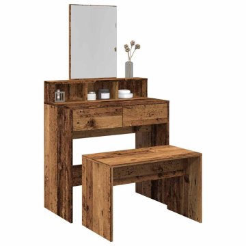 shumee vidaXL toaletni stolček Old Wood 70x35x45 cm inženirski les
