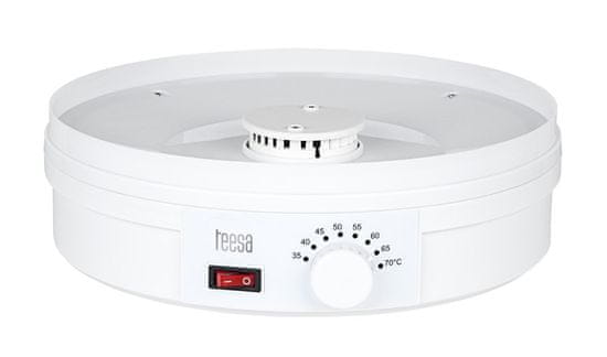 Teesa Dehidrator TEESA za gobe in sadje, 5 rešetk, nastavljiv termostat, 250 W, enostavno čiščenje, bele barve