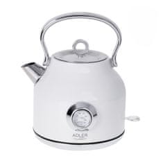 Adler Kettle Adler AD 1346w s termometrom, 2200 W, 1.7 L, nerjaveče jeklo, 360° rotacijska osnova, bela