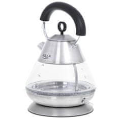 Adler Kovinska električna kotliček Adler AD 1282, 1,5 L, 2200 W, z avtonomnim izklopom in LED osvetlitvijo, s sistemom varnosti STRIX