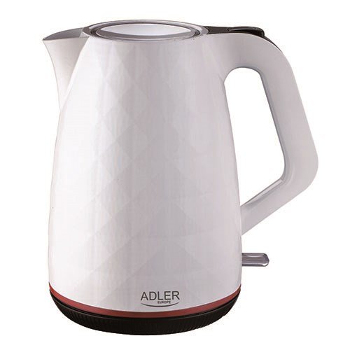 Adler Kettle Adler AD 1277 W, električni kotliček, 1,7 L, 2200 W, bela barva, hitra priprava vode, sodobna zasnova.