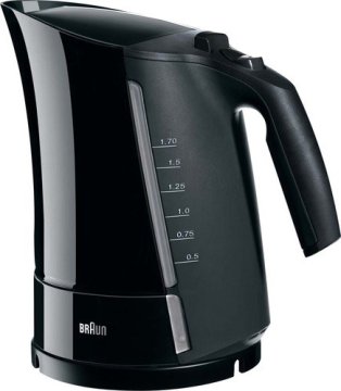 Braun Brezžični električni kuhalnik vode Braun WK 300, 1.6 L, 2200 W, črn, s funkcijo avtomatskega izklopa in zaščito pred pregrevanjem.