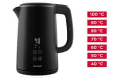 Concept Električni grelnik vode RK3360 CONCEPT, kapaciteta 1,5 L, moč 1850-2200 W, zaščita pred pregrevanjem in suhim kuhanjem, črna barva.