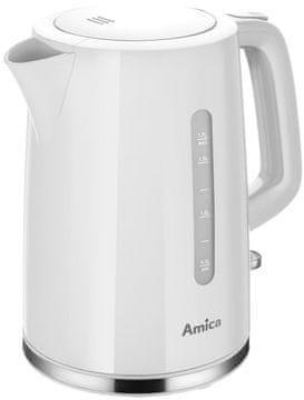 Amica Električni kotel Amica KF1011, 1.7 L, 2150 W, bel, brezžičen, s funkcijo zaščite pred pregrevanjem in odstranljivim filtrom