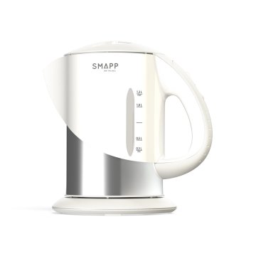 slomart Brezžični kotliček SMAPP 1,3 l v beli barvi, 2200 W, 360° rotacijska osnova, avtomatsko izklop, ročni pokrov.