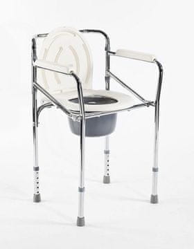 Timago Zložljiv toaletni stol FS 894 z naslonjali, nastavljivo višino, aluminijasta konstrukcija, maksimalna teža uporabnika 100 kg, bela in siva barva.
