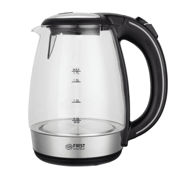 First Austria Grelnik vode FIRST 1,7L, 2200W, steklo, črn ročaj