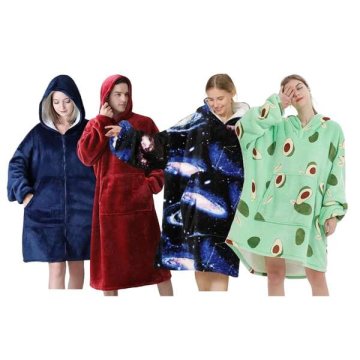 VIVVA® Pulover in odeja v enem, Topel pulover, Odeja z rokavi, za Otroke in Odrasle HOODZIE Vesolje + HOODZIE Rdeča + HOODZIE Modra + HOODZIE Avokado | FAMILYHOODZIE