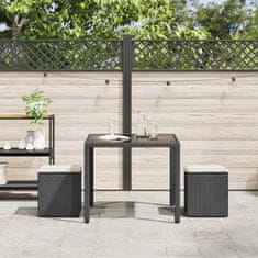 Vidaxl Vrtni stolčki z blazinami 2 kosa Črna 40x40x43 cm Poly Rattan