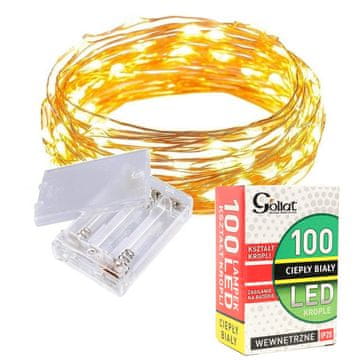 shumee Bela božična girlanda s 100 LED lučkami v obliki solze, na baterije, varčna z energijo, na oblikovalni žici