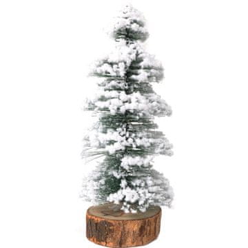shumee Zasneženo LED božično drevo na lesenem podstavku, zeleno, 30 cm, na baterije