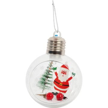 shumee LED božična kroglica s figurico Božička, 8 cm, bela in prozorna, na baterije