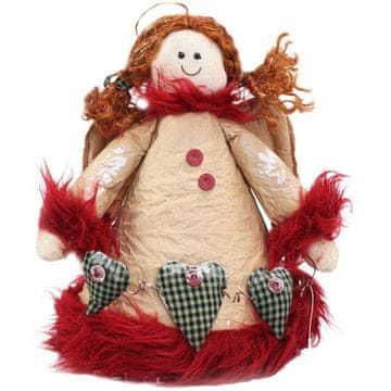 shumee Angel iz naravnih materialov v rdeči barvi, 28 cm