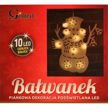 shumee Svetlobna dekoracija - snežak iz pene z 10 LED diodami, bel, na baterije