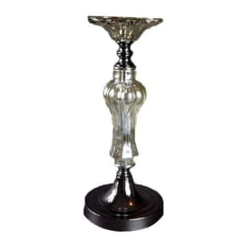 shumee Eleganten stoječi svečnik iz rjave kovine in stekla 14x34 cm z nedrsečim dnom