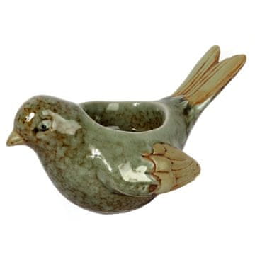 shumee Keramični svečnik v obliki ptice, zelen, 14 cm