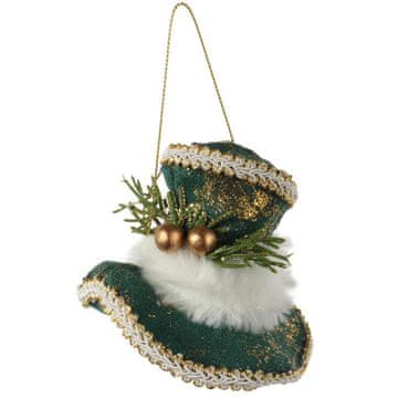 shumee Božični okrasek obesek žamet ZELEN KLOBUK 9 cm