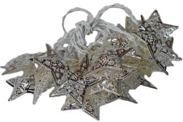 shumee Dekorativna svetilka Silver Stars z 20 belimi LED diodami, ki jih napajajo AA baterije
