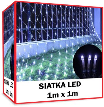 shumee LED svetlobna zavesa 1x1m za zunanjo dekoracijo, hladno bela svetloba, vremensko odporna, 64 diod, zelen kabel