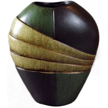 shumee Keramična vaza v temno zeleni in bež barvi 18x15x7 cm