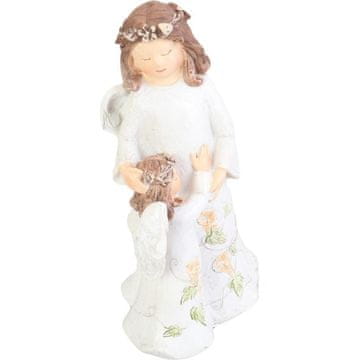 shumee Angel varuh z dekorativno figurico angela, bela poliresina