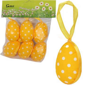 shumee Komplet 6 obeskov z jajčki v obliki pik, rumene barve, 6 cm