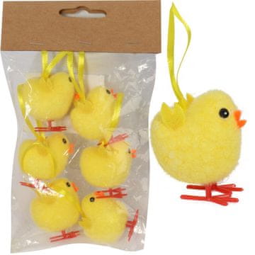 shumee Komplet 6 mehkih okrasnih piščančkov - obeski, 3,5 cm, rumeni