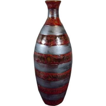 shumee Elegantna kamnita vaza z opečnato sivimi črtami, 28x11 cm