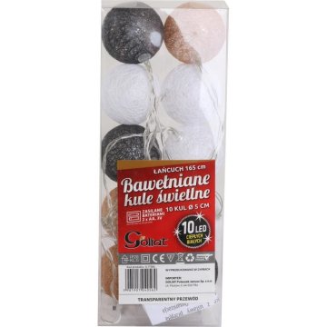 shumee Bombažne LED svetlobne kroglice, 10 kosov, večbarvne, na baterije, premer 5 cm, rjavo-bež-bele barve.