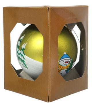 shumee Elegantna plastična kroglica z zimskim motivom 8 cm - zelena