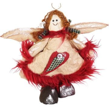 shumee Božični angel iz naravnega materiala, rdeč, 22 cm