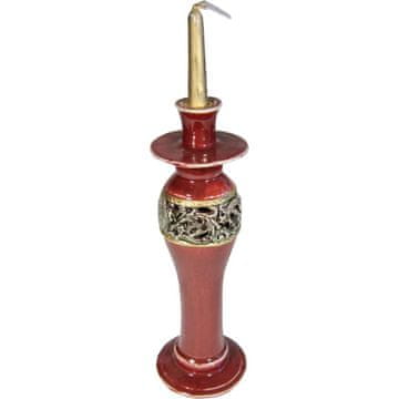 shumee Keramični božični svečnik bordo barve, višina 34 cm, premer 12 cm