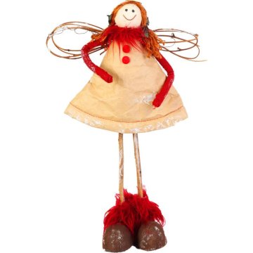 shumee Božični angel iz naravnih materialov, rdeč, 38 cm