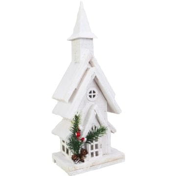 shumee Osvetljena božična dekoracija - zasnežena cerkev z LED diodami, dimenzije 38 cm, barva bela, na baterije